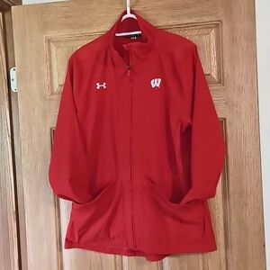Under Armour Wisconsin Badger Lightweight Spring Fall Zip Up Jacket sz. L Womans
